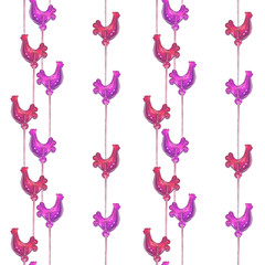 Seamless pattern with red and purplel lollipops on sticks.