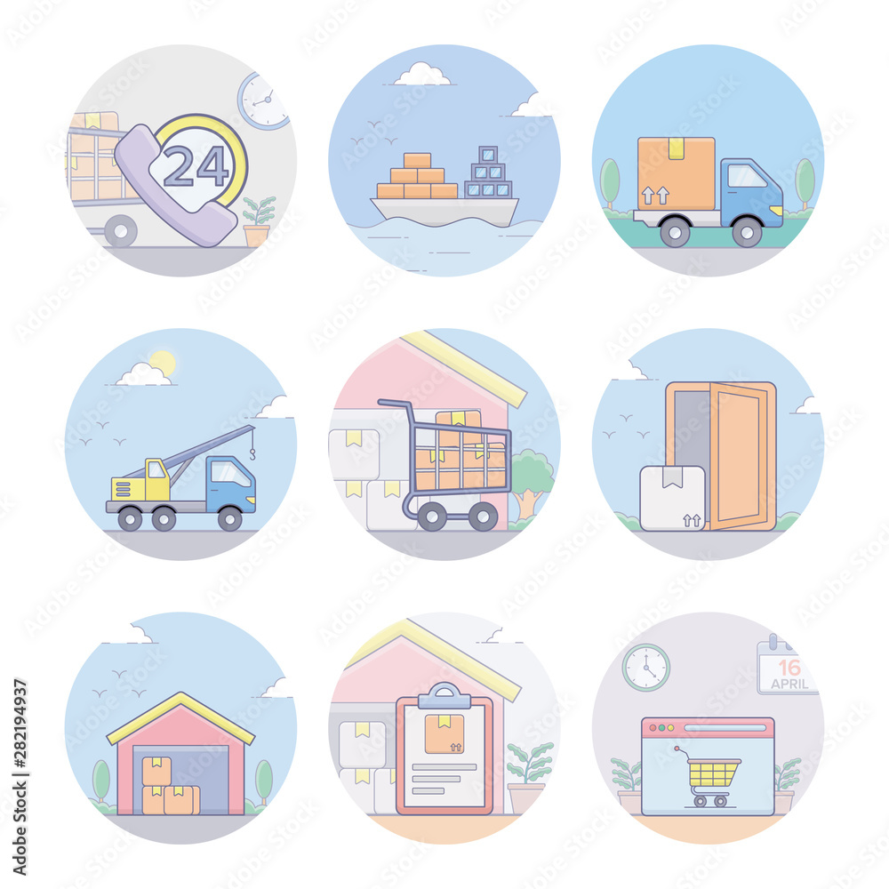 Canvas Prints logistics flat vectors