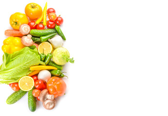 Assortment of fresh vegetables on white background