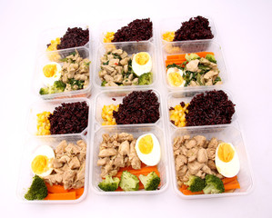 Clean food, Chicken grilled and vegetable and rice berry.