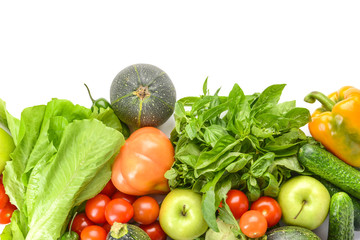 Assortment of fresh vegetables on white background