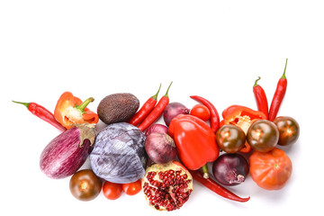 Assortment of fresh vegetables on white background