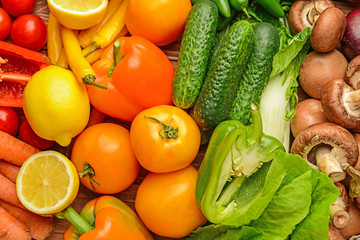 Assortment of fresh vegetables, top view