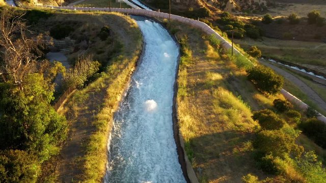 Aerial shot of some of the aqueducts that helps supply water to Los Angeles.
