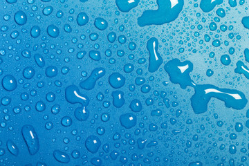 Blue water drops background