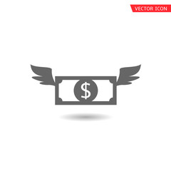 Flying dollar coin icon