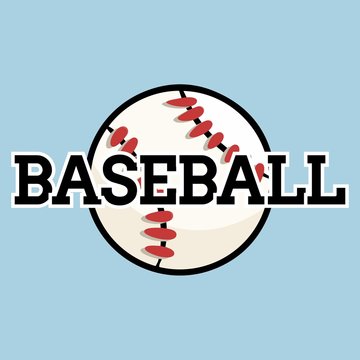 Baseball sport textbanner design with game ball. Baseball typography print