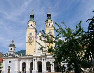 Brixen , Italy 22 july 2019: Brixen duomo and city square