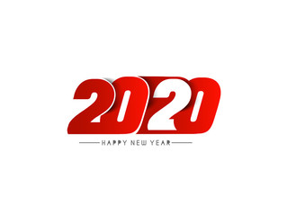 Happy New Year 2020 Text Design  Patter, Vector illustration.