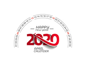 Happy new year 2019 April Calendar - New Year Holiday design elements for holiday cards