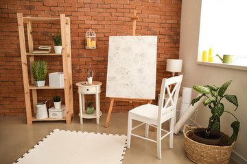 Interior of modern artist's room