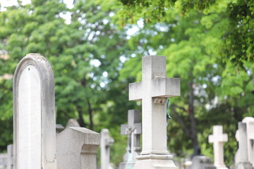 Stone cross cemetery graveyard background - 282199106