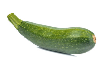 Fresh green Zucchini (Cucurbita pepo var. cylindrica) isolated on white background