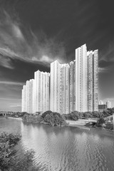 Public estate and river in Hong Kong city