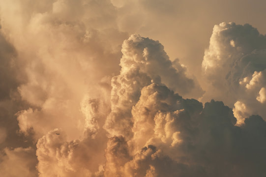 dramatic cumulonimbus cloud at sunset