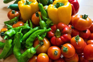 colorful peppers and tomatoes