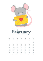 February calendar flat vector illustration