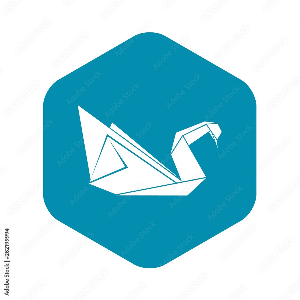 Wall mural Origami swan icon. Simple illustration of origami swan vector icon for web - Wall murals