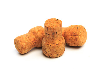Wine corks isolated on white background .