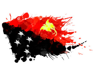 Flag of Papua New Guinea made of colorful splashes