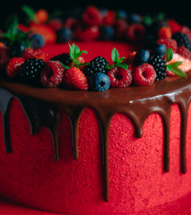 Red velvet summer fruit cake.
