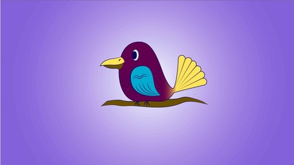 Bright bird on a lilac BG