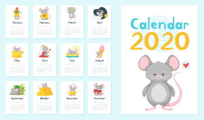 Annual calendar vector illustrations set