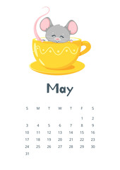 May calendar flat vector illustration