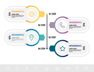 Fototapeta premium Vector infographic flat template circles for four label, diagram, graph, presentation. Business concept with 4 options. For content, flowchart, step for step, timeline, workflow, marketing