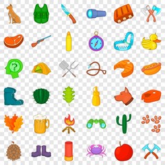 Tent icons set. Cartoon style of 36 tent vector icons for web for any design