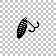 Fishing tackle icon flat