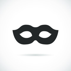 Black mask vector icon. Simple robber silhouette isolated on white background