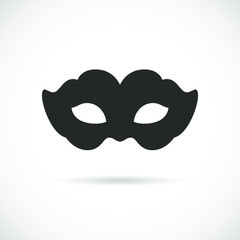 Black theatrical mask vector icon isolated on white background