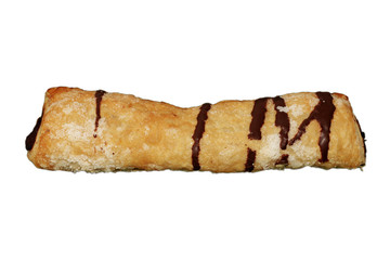 Sugar and chocolate roll on a white background