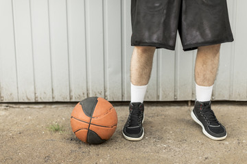 Low view man with a basketball