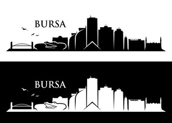 Naklejka premium Bursa skyline - Turkey - vector illustration