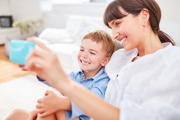 Mother and son take a selfie