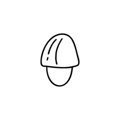 One monochrome monoline mushroom, hand drawn sketch line art, vector doodle illustration isolated on white background