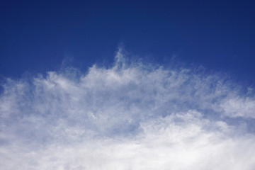 Clear blue sky with white cloud pattern background in sunshine day