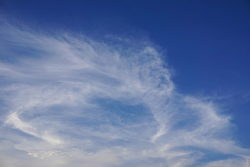 Clear blue sky with white cloud background in sunshine day