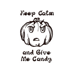 Halloween hand drawn pumpkin with handwritten phrase