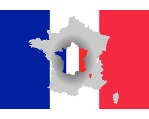 Französische Fahne und Landkarte