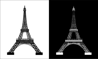 Eiffel Tower Black Silhouette Vector Illustration