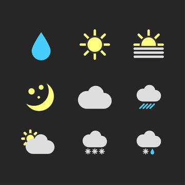Vector illustration set of weather icons for application or site