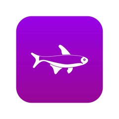 Fish icon digital purple for any design isolated on white vector illustration
