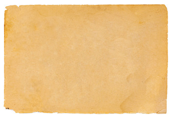 Old paper isolated on white background. Top view.