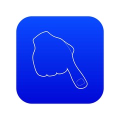 One finger icon blue vector isolated on white background