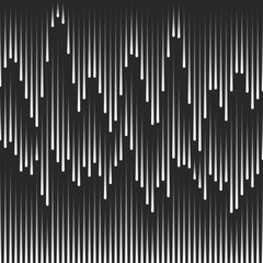 Effect flowing drops white liquid, creative design striped background, imposition layers gradient vertical rectilinear parallel straight lines. Abstract view night city with buildings and skyscrapers.