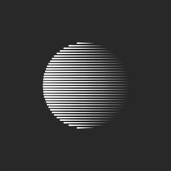 The geometric shape of the circle logo is a creative design, the black and white thin lines of the beam shape form a circular striped texture.