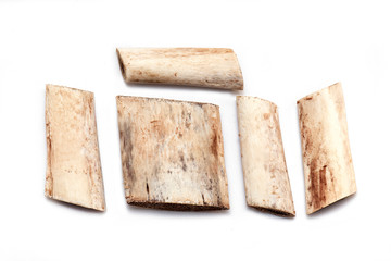 Set of Boiled Cooked Ribs of Beef isolated on white Background 